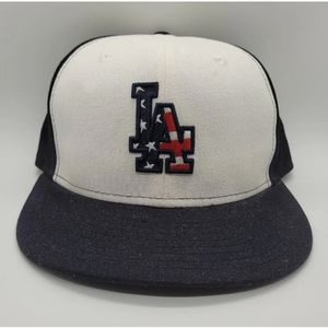COPY - Los Angeles Dodgers Hat Baseball Cap Fitted 7 1/4 New Era USA Flag MLB V…